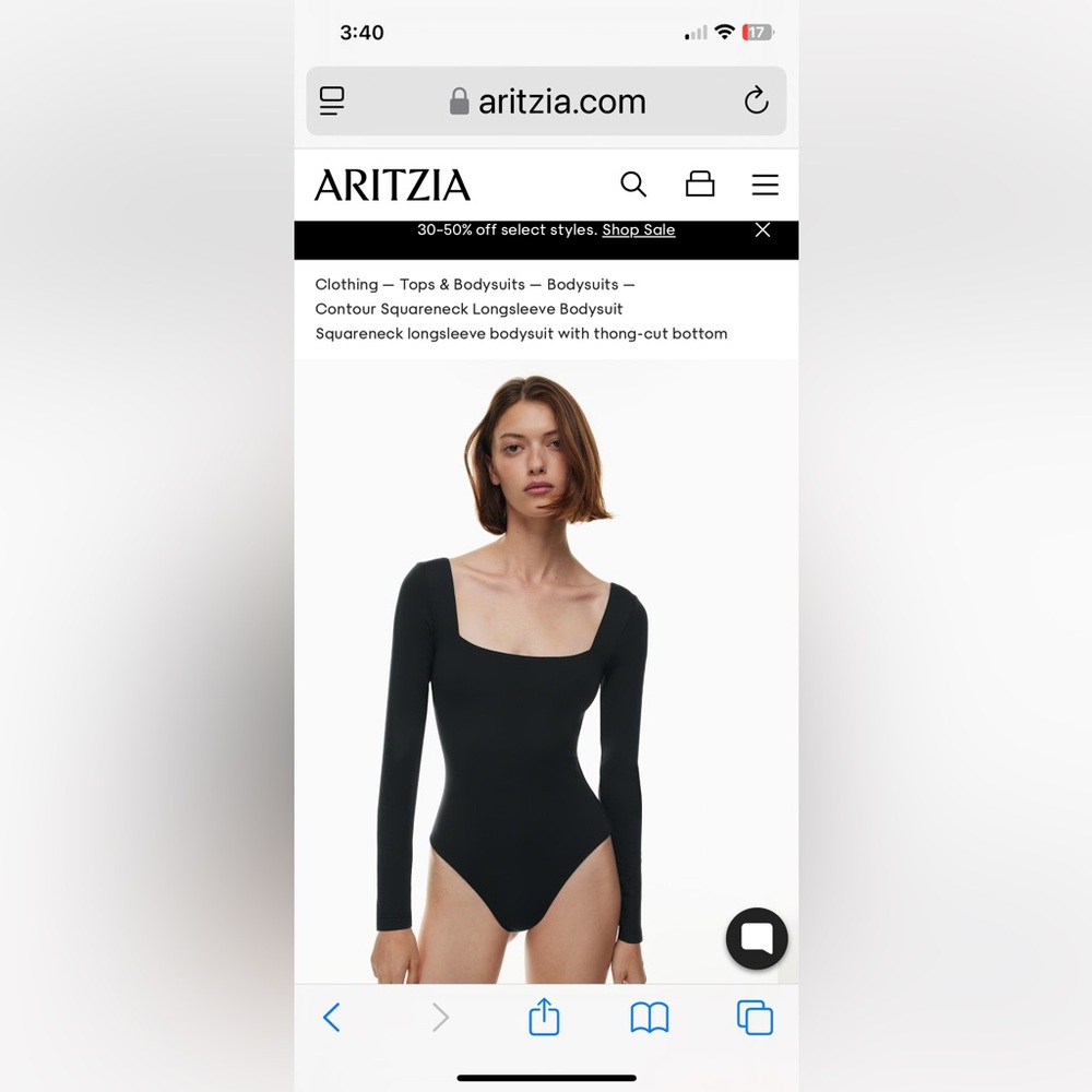 Aritzia Babaton Squareneck Long Sleeve Bodysuit